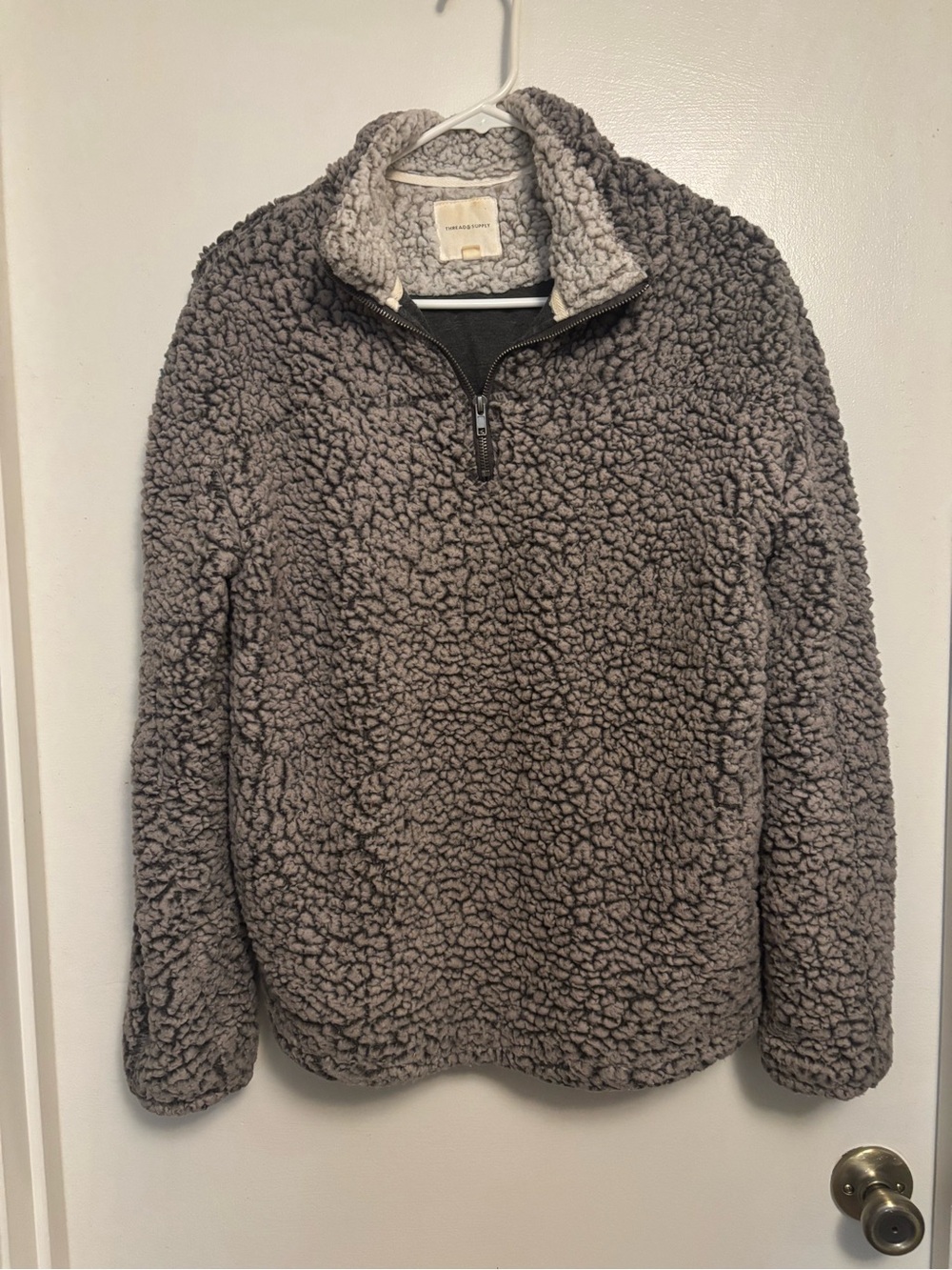 Thread & Supply Gray Sherpa 1/4 Zip Pullover